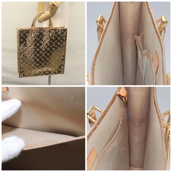 LOUIS VUITTON Monogram Miroir Sac Plat Hand Bag Gold Dore - Picture 14 of 15